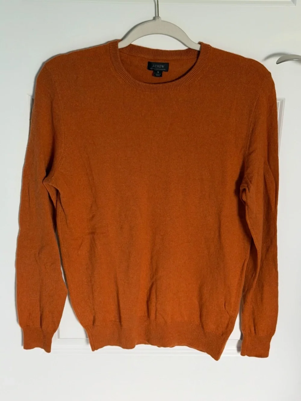 J. Crew Men’s Crewneck Cashmere Sweater in Rust Orange Size Small 54862